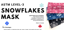 Load image into Gallery viewer, ASTM Level 3 Silk-Feel Snowflakes Procedural Mask (Black)